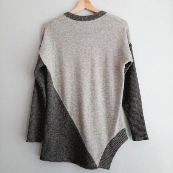 SOPHIA MILANO 100% 2-ply Cashmere Sweater Colorblock Grey Sz S - Picture 6 of 7